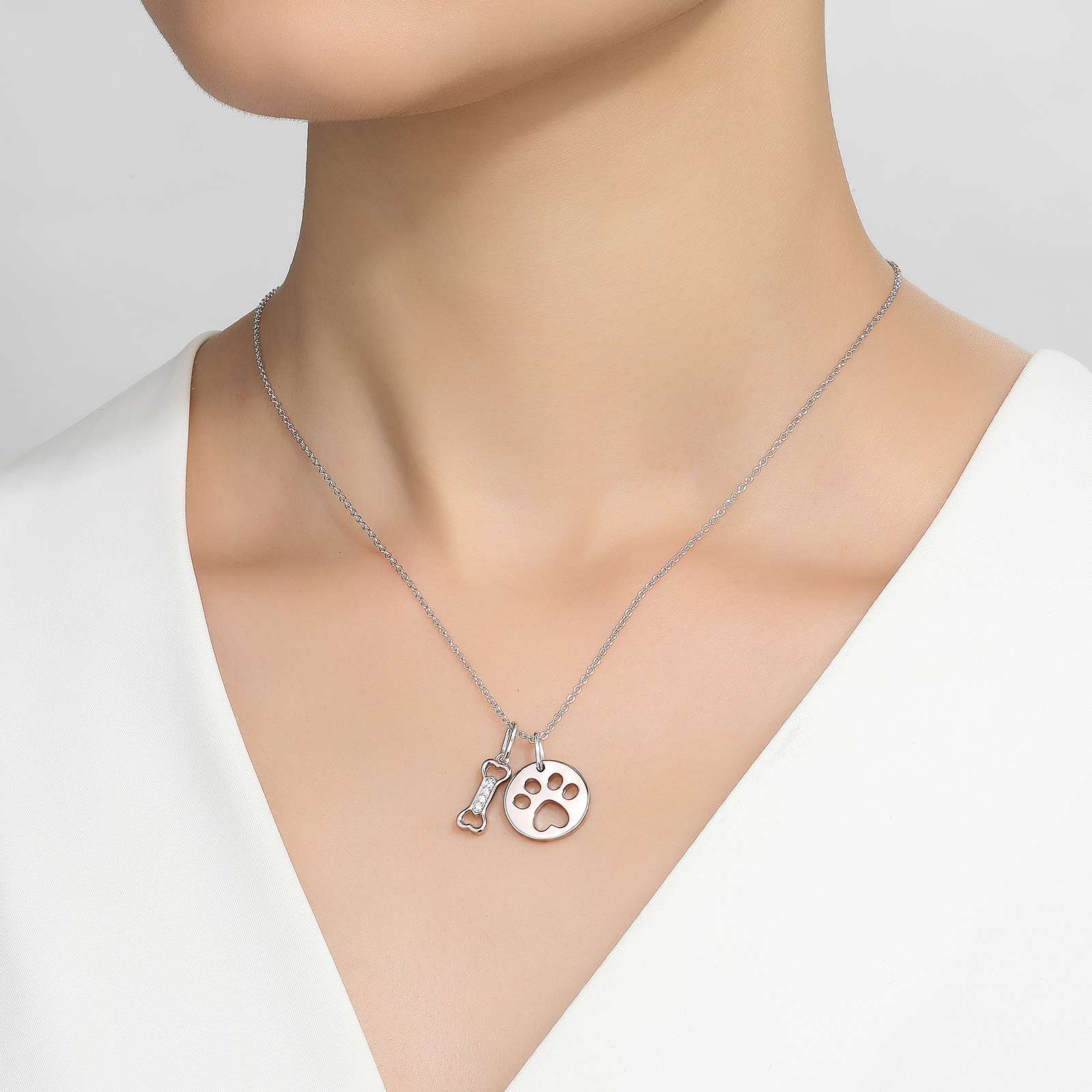 Paw Print Dog Bone Necklace – Lafonn