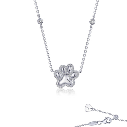 Puffy Paw Print Necklace-LV006CLP