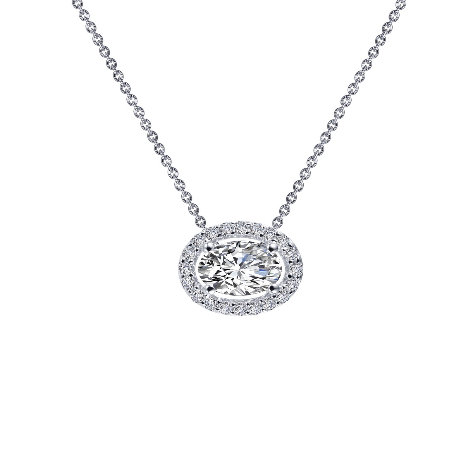 0.63 CTW Oval Halo Necklace-N0103CLP