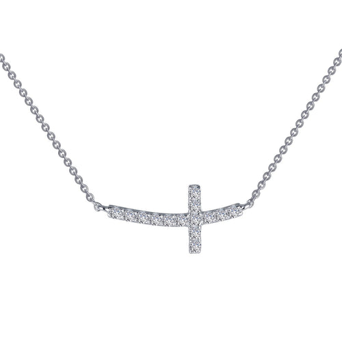 Sideways Curved Cross Necklace-N0140CLP