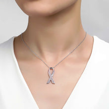 Load image into Gallery viewer, Pave Pink Ribbon Necklace-N0178PKP
