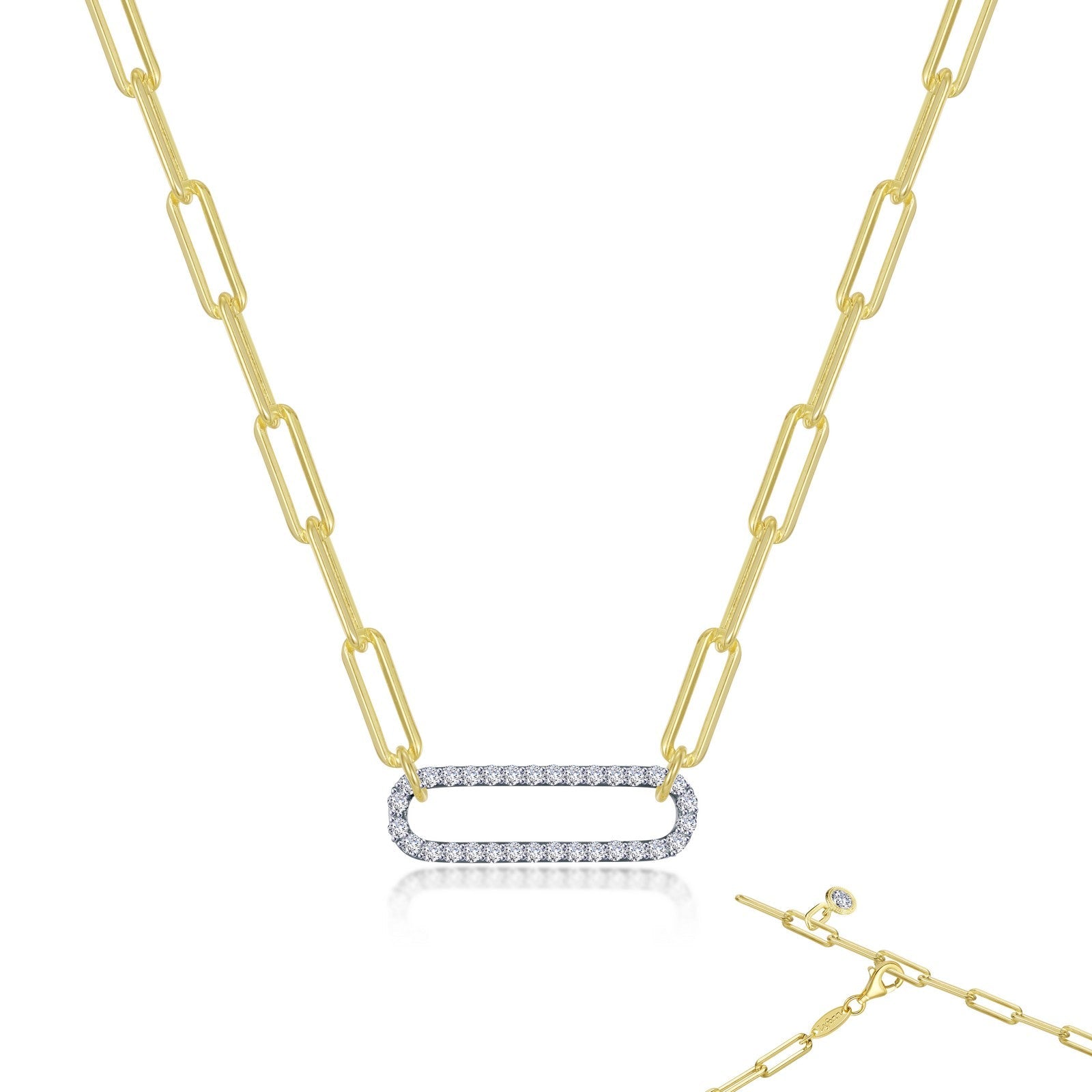 2-Tone Paperclip Necklace-N0239CLT