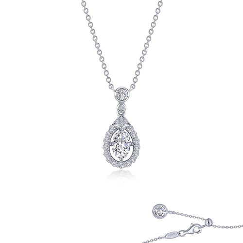 Oval Halo Necklace-N0275CLP