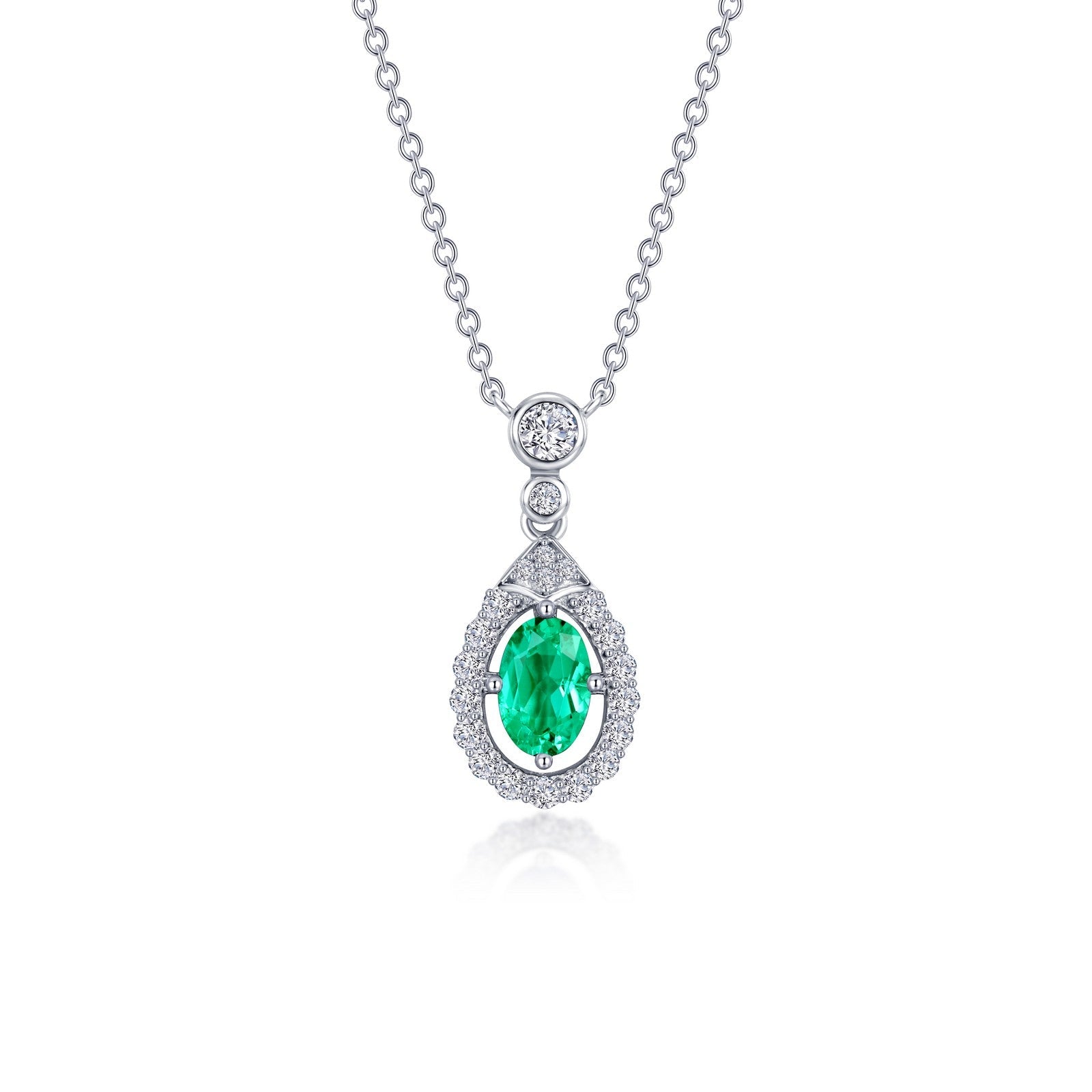 Oval Halo Necklace-N0289CEP