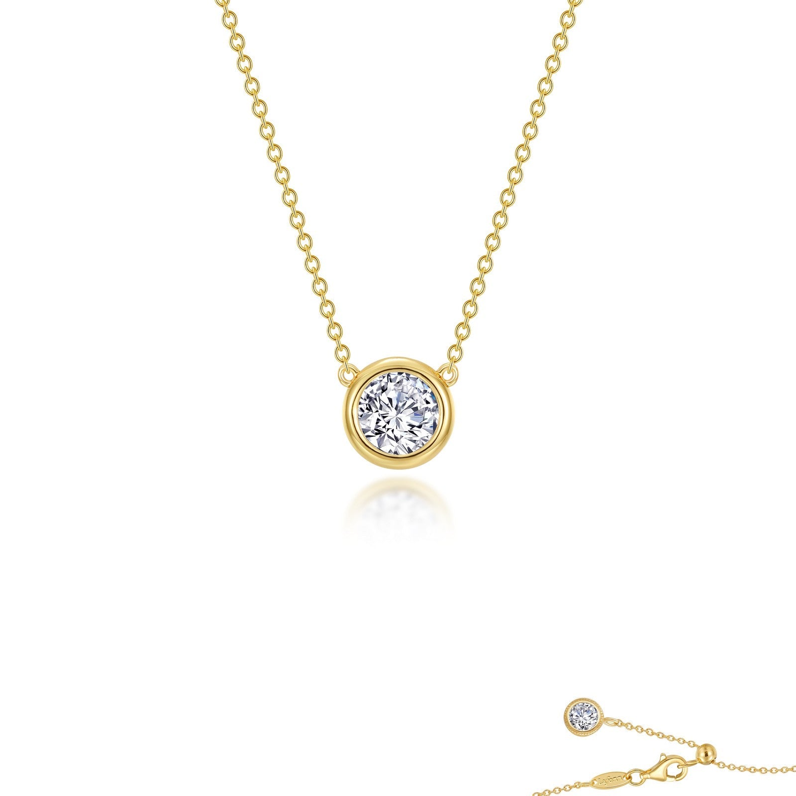 0.45 CTW Bezel-set Solitaire Necklace-N0290CLG