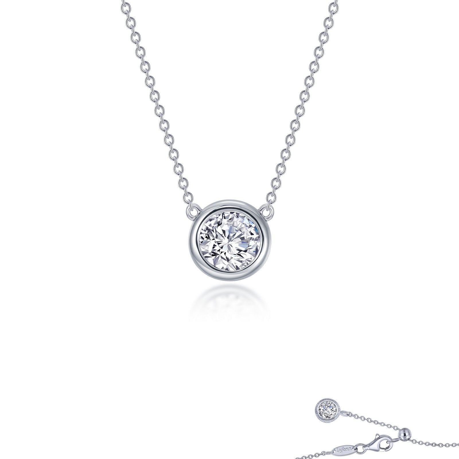 0.7 CTW Bezel-set Solitaire Necklace-N0293CLP