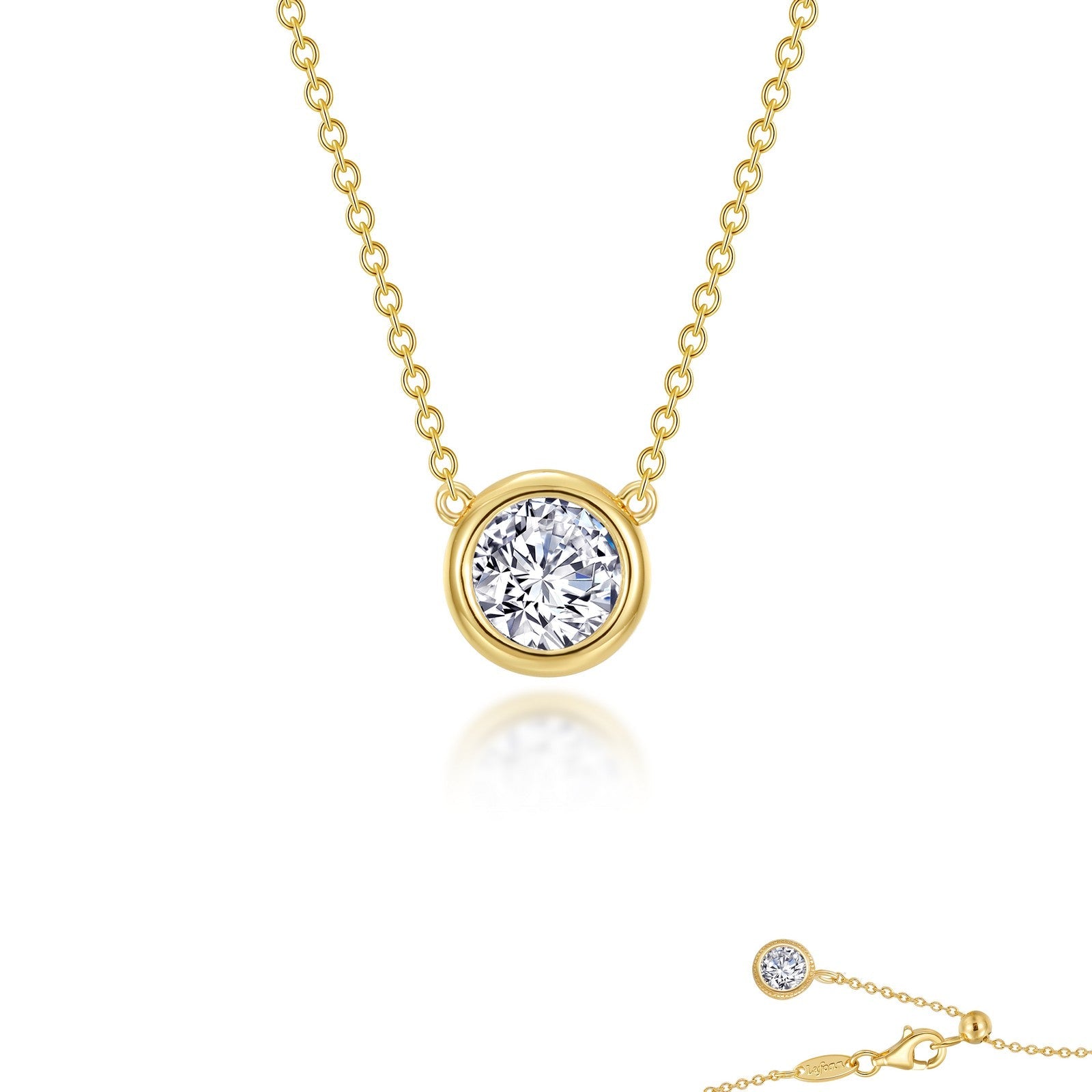 1.1 CTW Bezel-set Solitaire Necklace-N0294CLG