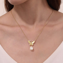 Load image into Gallery viewer, Statement Butterfly with Cultured Freshwater Pearl Necklace-N0300PLG
