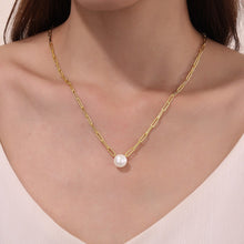 Load image into Gallery viewer, Paperclip Necklace with Cultured Freshwater Pearl-N0301PLG
