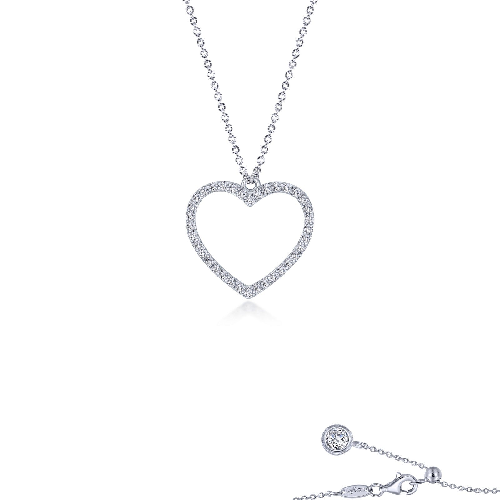 0.79 CTW Pave Open Heart Necklace-N0308CLP