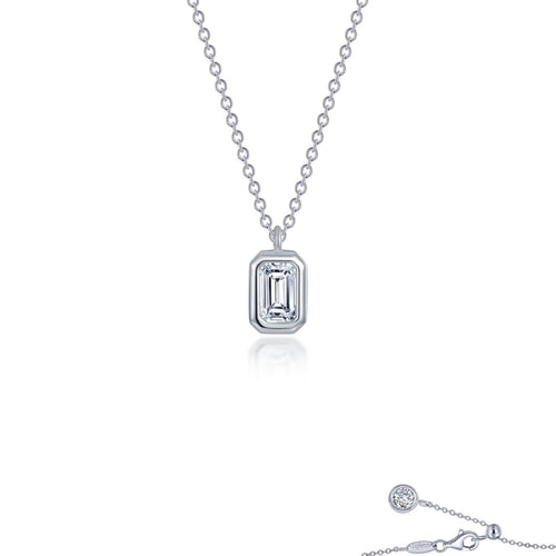 Bezel-set Emerald-Cut Solitaire Choker Necklace-N0313CLP