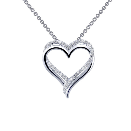 Double-Heart Pendant Necklace-P0152CLP