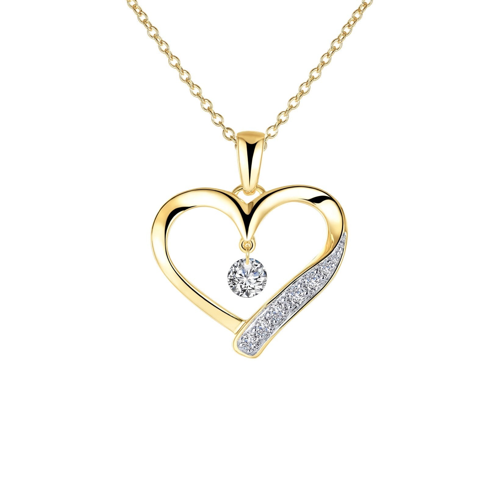 Open Heart Pendant Necklace-P0221CLT