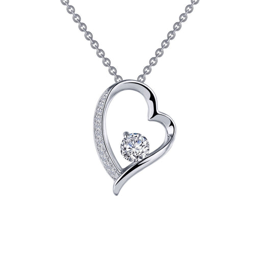 Open Heart Pendant Necklace-P0222CLP