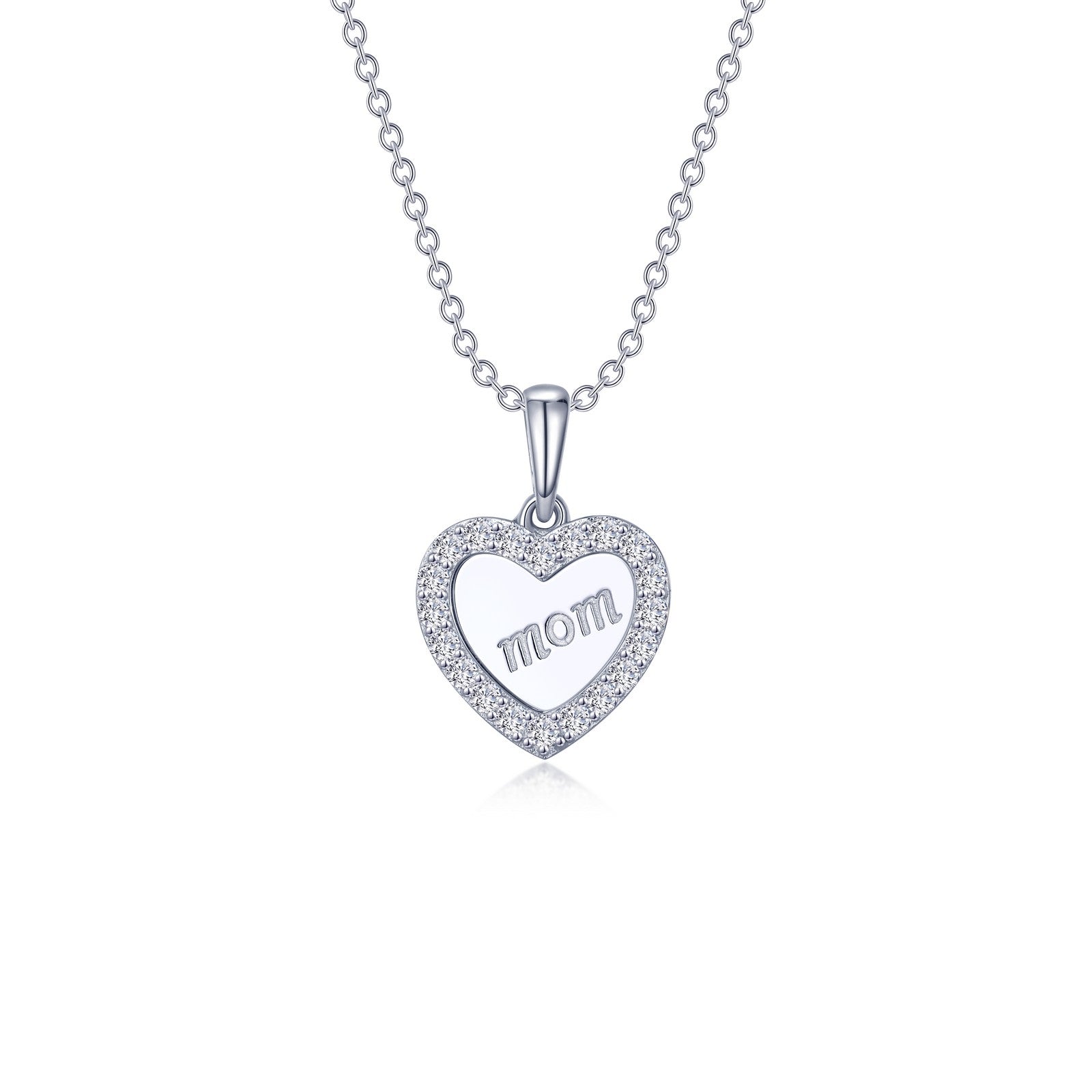 Mom Heart Necklace-P0269CLP