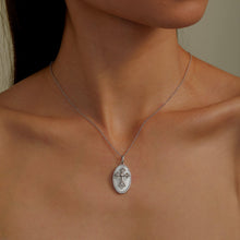 Load image into Gallery viewer, Cross on Mother of Pearl Disc Necklace-P0279PLP
