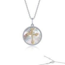 Load image into Gallery viewer, Cross on Mother of Pearl Disc Necklace-P0284PLT
