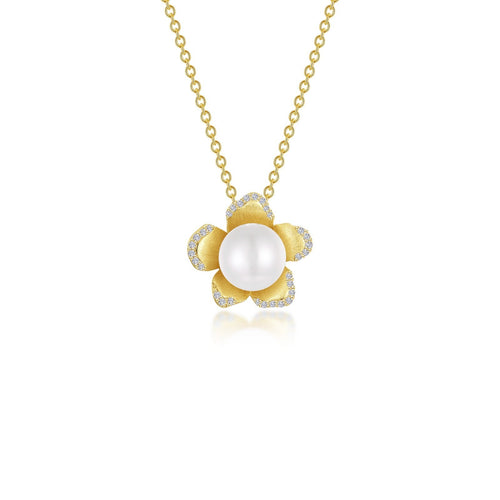 Cultured Freshwater Pearl Flower Necklace-P0289PLG