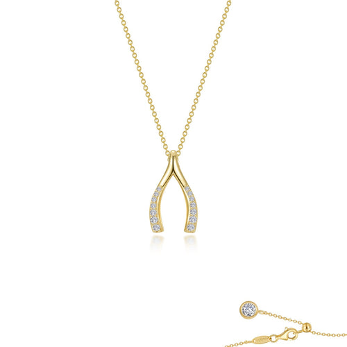 Pave Wishbone Necklace-P0291CLG