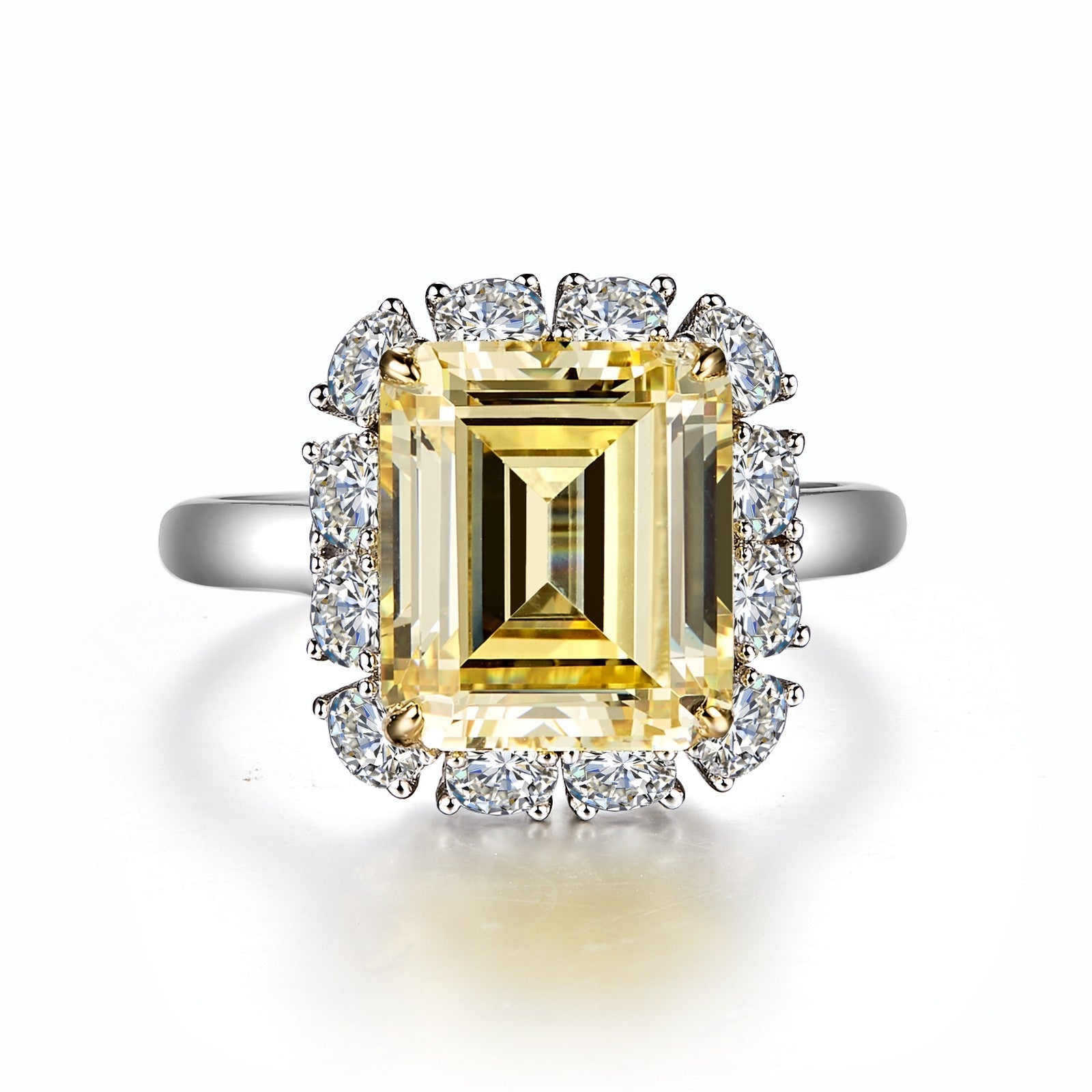 Emerald-Cut Halo Engagement Ring-R0359CAT