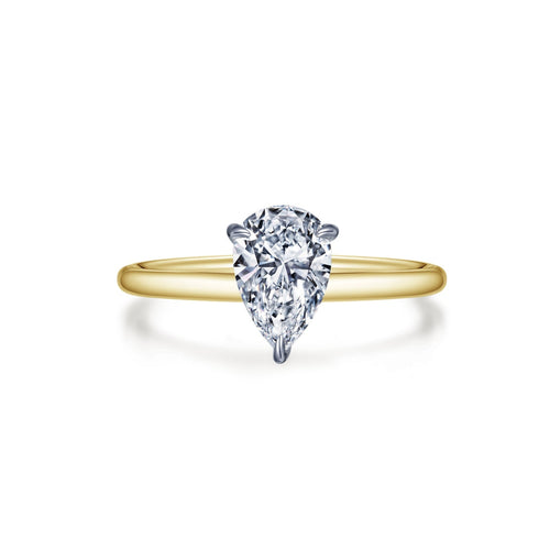 Pear-shaped Solitaire Engagement Ring-R0496CLT