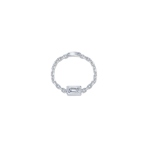 Emerald-Cut Bezel-Set Chain Ring-R0543CLP