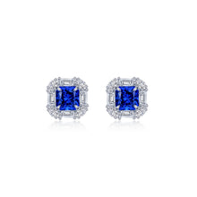 Load image into Gallery viewer, Fancy Lab-Grown Sapphire Halo Stud Earrings-SYE001SP

