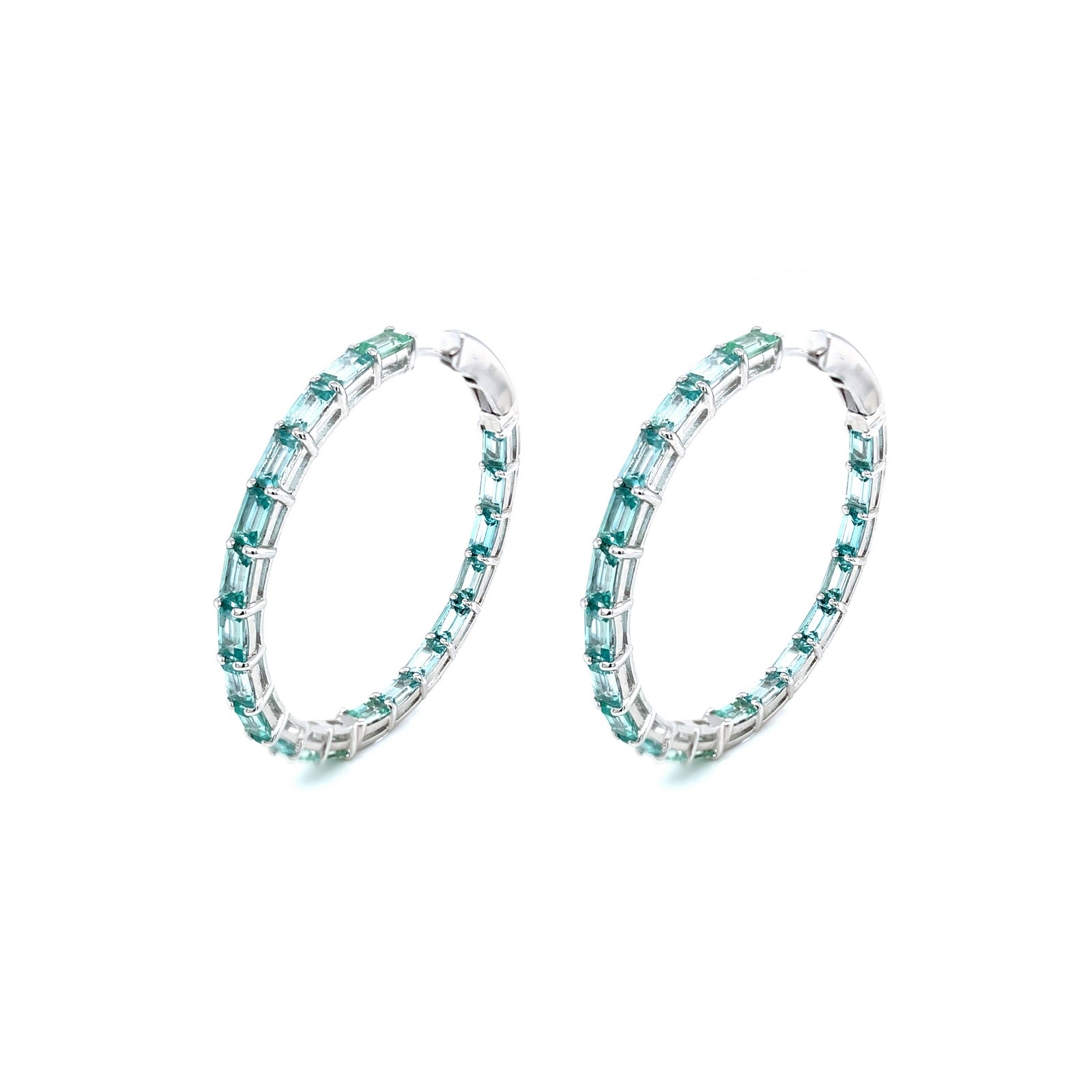 45 mm Fancy Lab-Grown Sapphire Hoop Earrings-SYE018GP