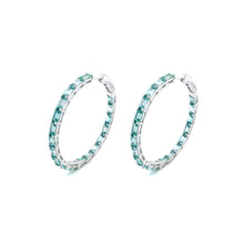 Load image into Gallery viewer, 45 mm Fancy Lab-Grown Sapphire Hoop Earrings-SYE018GP
