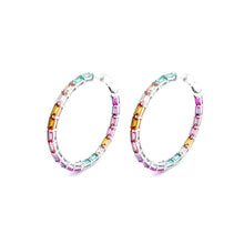 Load image into Gallery viewer, 45 mm Fancy Lab-Grown Sapphire Hoop Earrings-SYE018MP
