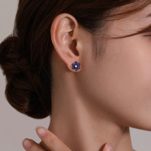 Load image into Gallery viewer, Fancy Lab-Grown Sapphire Flower Stud Earrings-SYE030SP
