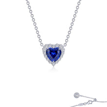 Load image into Gallery viewer, Fancy Lab-Grown Sapphire Halo Heart Necklace-SYN001SP
