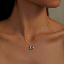 Load image into Gallery viewer, Fancy Lab-Grown Sapphire Halo Necklace-SYN002SP
