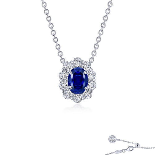 Fancy Lab-Grown Sapphire Halo Necklace-SYN013SP
