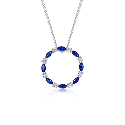 Fancy Lab-Grown Sapphire Open Circle Necklace-SYN018SP