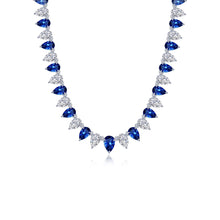 Load image into Gallery viewer, 38 CTW Fancy Lab-Grown Sapphire Tennis Choker Necklace-SYN029SP

