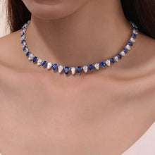 Load image into Gallery viewer, 38 CTW Fancy Lab-Grown Sapphire Tennis Choker Necklace-SYN029SP
