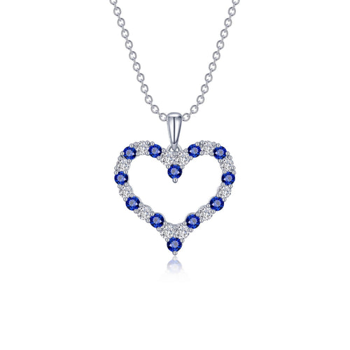 Fancy Lab-Grown Sapphire Heart Pendant Necklace-SYP003SP