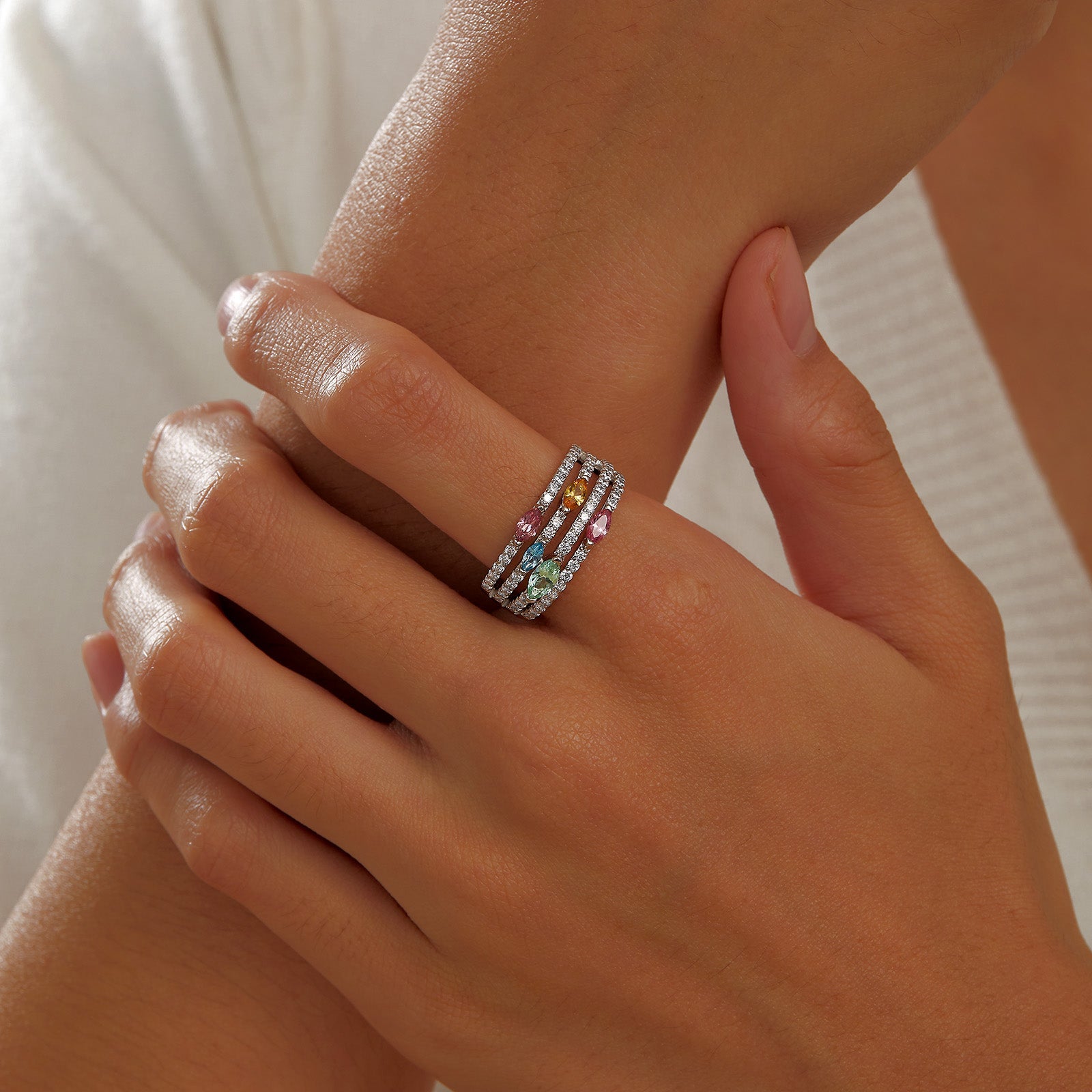 Lab created sapphire band sales