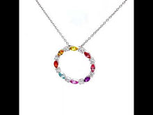 Load and play video in Gallery viewer, Fancy Lab-Grown Sapphire Open Circle Necklace-SYN018MP
