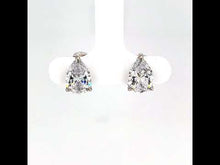 Load and play video in Gallery viewer, 4 CTW Pear-Shaped Solitaire Stud Earrings-E0545CLP
