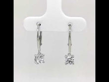 Load and play video in Gallery viewer, 0.92 CTW Leverback Solitaire Drop Earrings-E0386CLP
