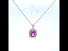 Load and play video in Gallery viewer, Fancy Lab-Grown Sapphire Halo Necklace-SYN017PP
